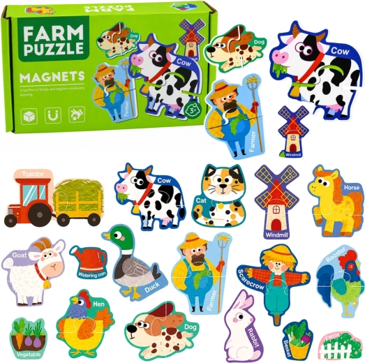 Puzzle magnetic fermă – animale domestice (30 de piese)