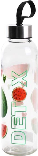 Sticlă de apă din sticlă Detox 0,5 l cu motiv fructat