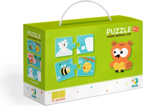 Dodo puzzle animăluțe și locuințele lor