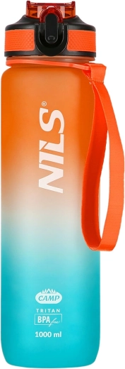 Sticlă de băut Tritan 1000 ml portocaliu‑albastru NILS Camp
