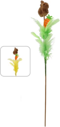 Decor de Paște cu țăruș Iepuraș cu pene 30 cm