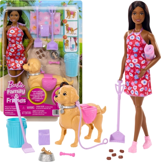 Set Barbie Brooklyn pentru plimbat cățelușul, cu accesorii
