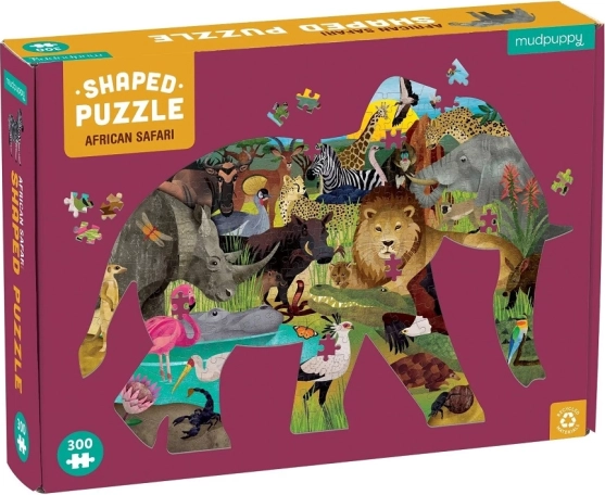 Puzzle safari african în formă de elefant, 300 piese