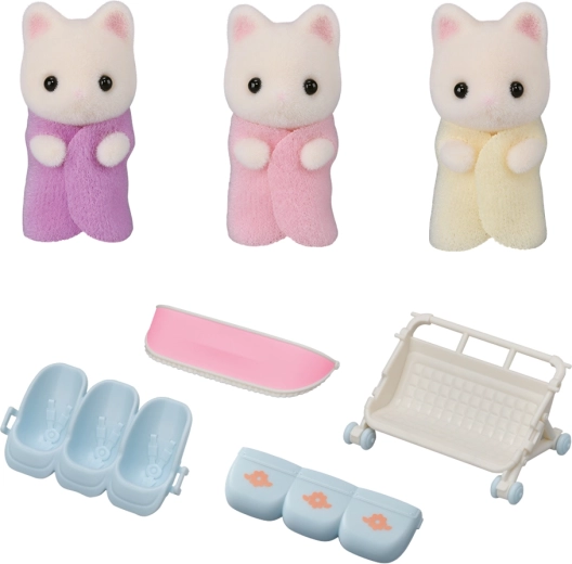 Sylvanian Families Trio de pisicuțe florale cu cărucior