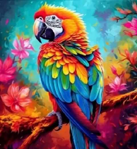 Norimpex Pictură pe numere Papagal colorat cu penele zburlite 40 × 50 cm