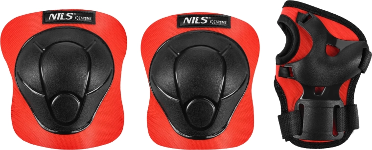 Set de protecții pentru role și skateboard NILS Extreme H210 roșu – XS