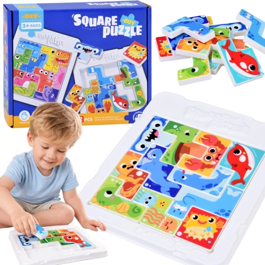 Puzzle logic Tetris – animalele mării, 12 piese