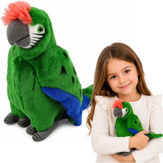 Papagal ara din pluș – verde 24 cm