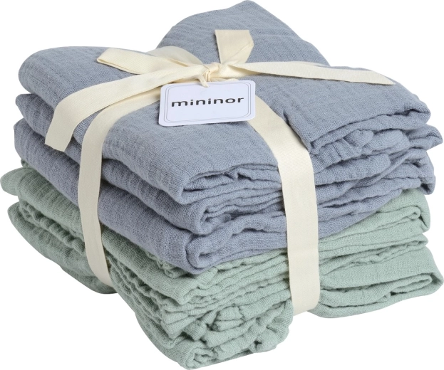 Scutece organice din muselină Mininor Grey Seal/Willow Green (6 buc.)