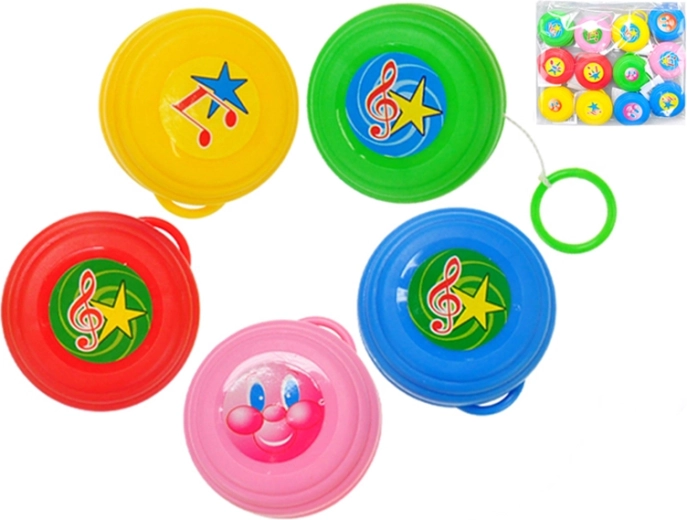 Yo-yo din plastic 5,5 cm – 5 culori, set 12 bucăți în săculeț