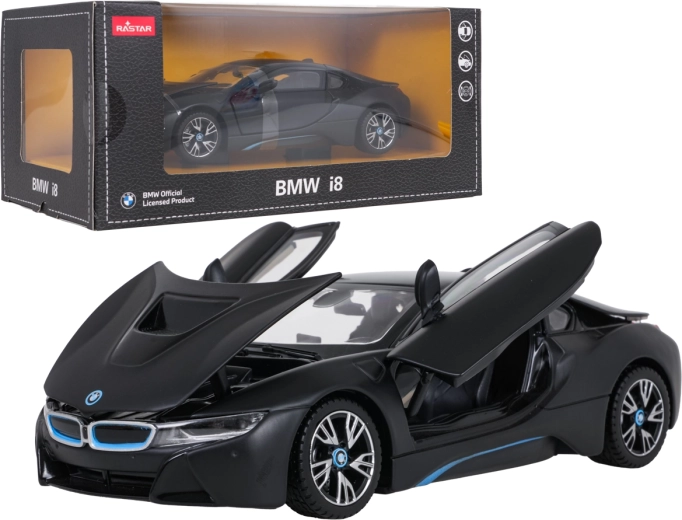 Model metalic BMW i8 la scara 1:24, negru, RASTAR