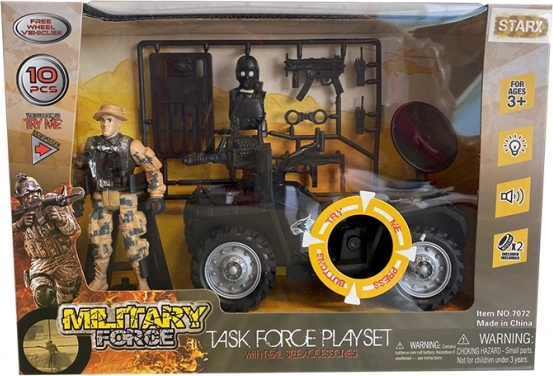 Set militar cu vehicul și accesorii cu efecte