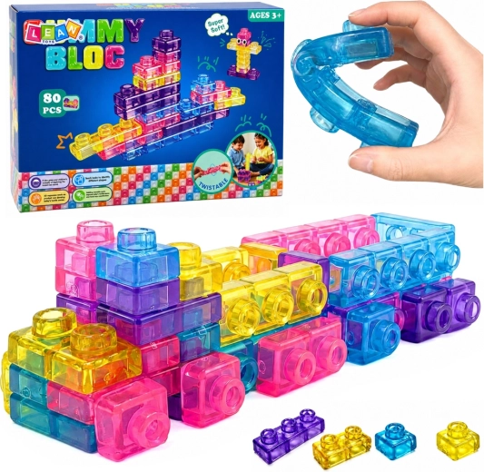 Cărămizi de construcție din cauciuc elastic transparent – 88 de piese