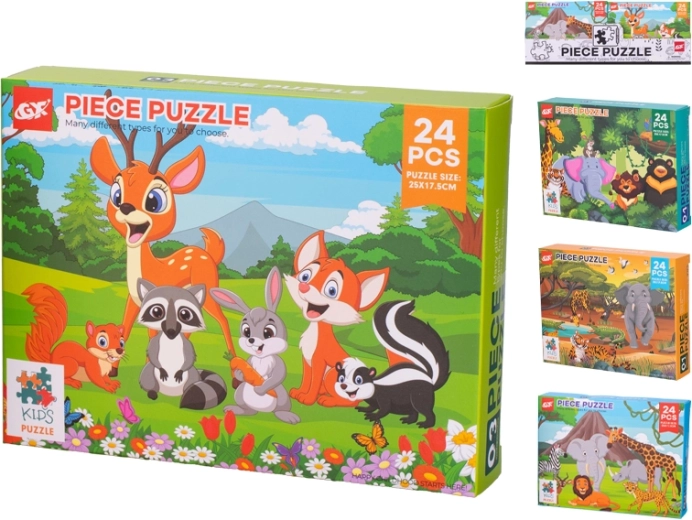 Puzzle pentru copii cu animale, 24 piese (25 × 17,5 cm) în cutie