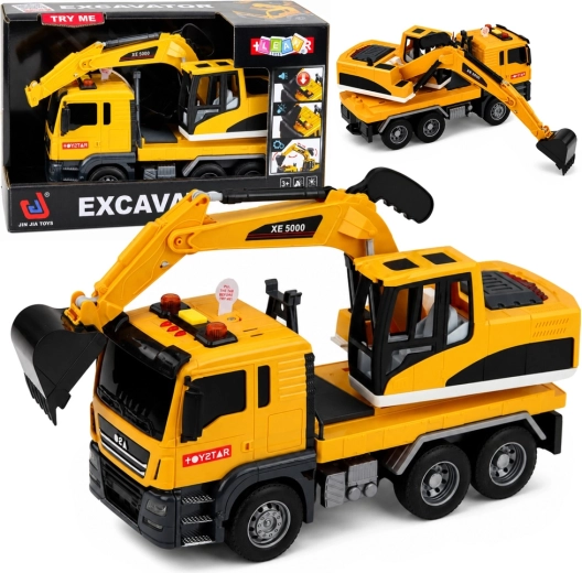 Camion cu excavator cu lumini, sunete și propulsie 1:14 - 1 bucată