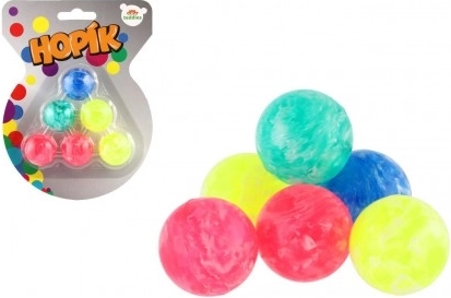 Hopík/minge săltăreață 3 cm 6 buc marmorat pe cartonaș