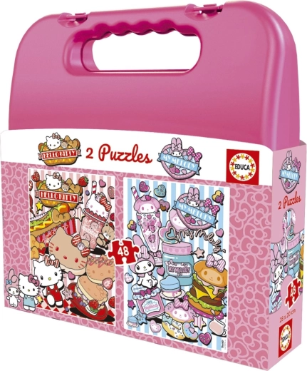 Puzzle EDUCA în valiză Hello Kitty și prietenii 2 × 48 de piese
