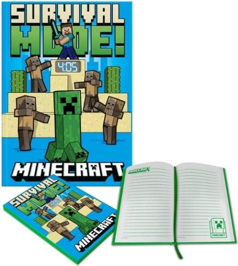 Caiet de notițe cu ceas LCD pentru încheietură MINECRAFT