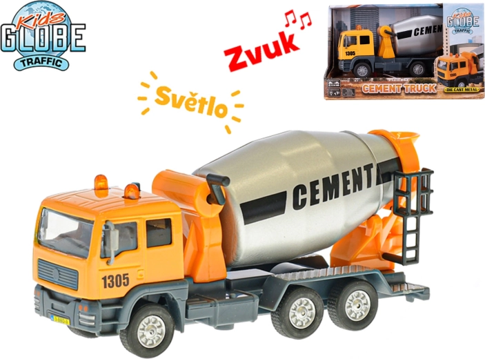 Kids Globe Traffic betonieră metalică cu lumină și sunet, 15,5 cm