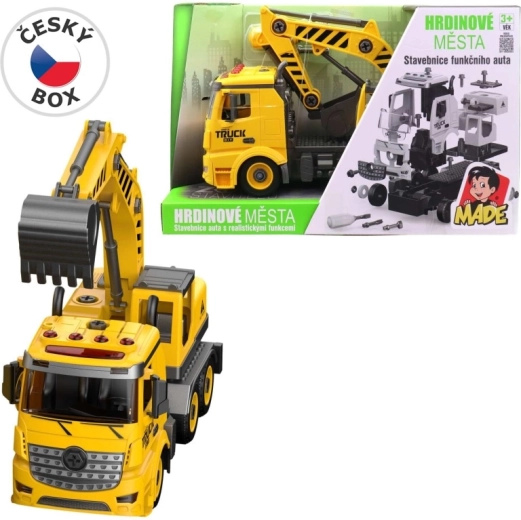 Set de construcție excavator auto cu lumină și sunet, 32 cm