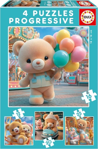 Puzzle Educa Ursuleț 4în1 – puzzle progresive pentru copii (12, 16, 20, 25 piese)