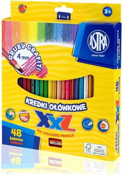 Creioane colorate ASTRA cu mină XXL, 48 de culori