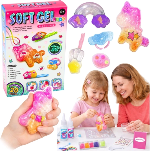 Set creativ soft gel unicorn – bijuterii și figurine DIY luminoase