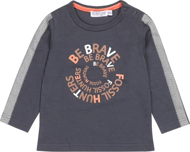 Tricou băieți Dirkje cu mânecă lungă, bleumarin și portocaliu, mărimea 80