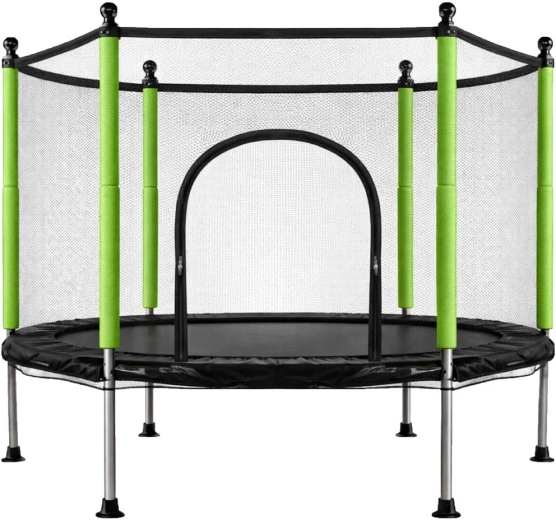 Trambulină pentru copii cu plasă și mingi 140 cm, verde