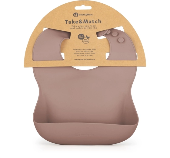 Petite&Mars bavetă din silicon Take&Match Velvet Latte 6m+