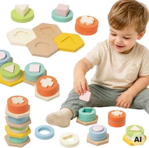 Turn Montessori pentru sortarea formelor și culorilor CLASSIC WORLD