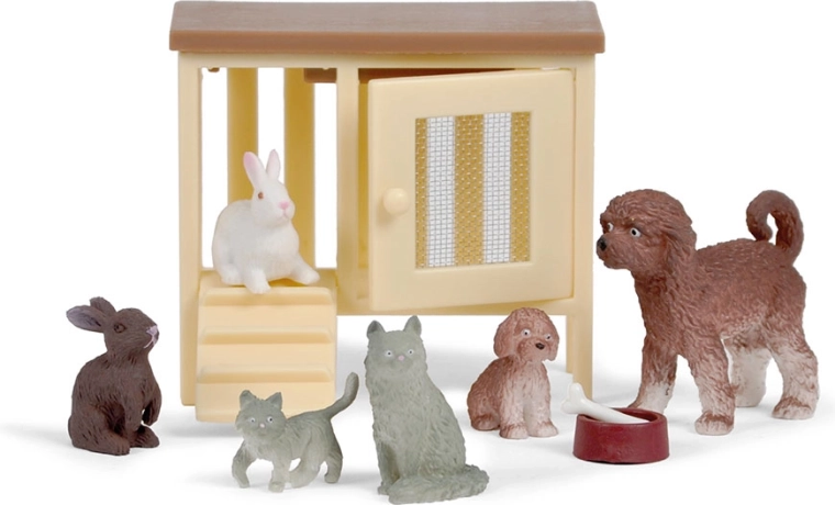 Animale de companie Lundby pentru casa de păpuși – câine, pisică și iepurași