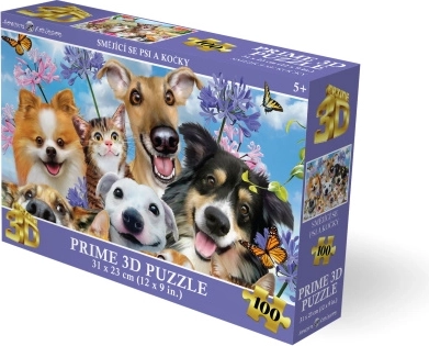 Puzzle 3D câini și pisici zâmbitoare 100 piese