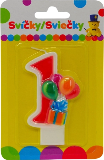 Lumânare de aniversare cu baloane – cifra 1