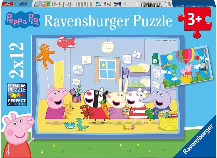 Peppa Purcelușa: Aventurile lui Peppa puzzle 2x12 piese