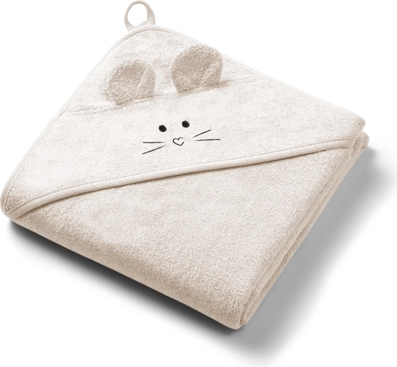 Prosop din bambus Babyono cu glugă super soft, light beige 100 × 100 cm