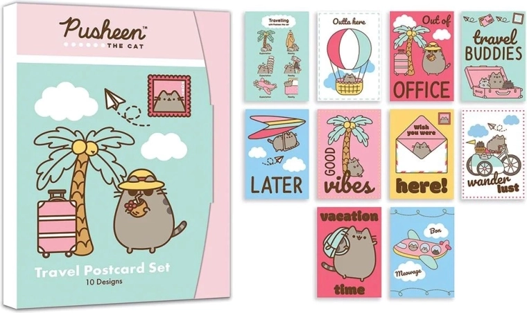 Set de cărți poștale Pusheen – 10 bucăți în cutie cadou