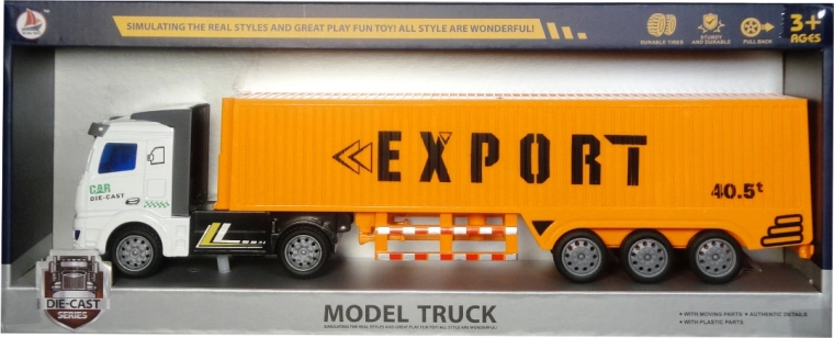 Autocamion cap tractor cu container – piese metalice, pull-back