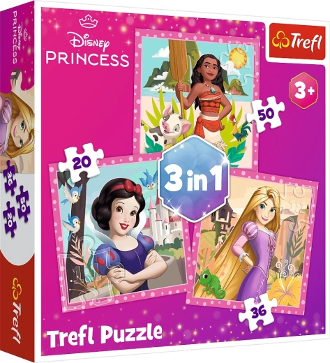 Puzzle 3în1 – flori frumoase – DISNEY PRINCESS Trefl