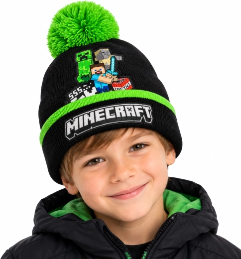 Căciulă de iarnă pentru copii Minecraft Creeper cu pompon