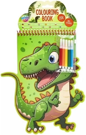 Caiet de colorat cu dinozauri (20 de file) cu markere
