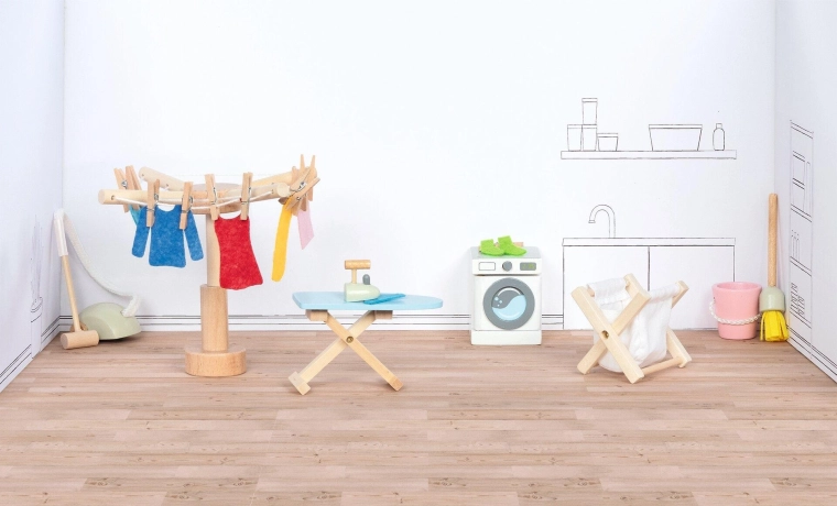 Goki accesorii pentru spălătorie pentru căsuța de păpuși