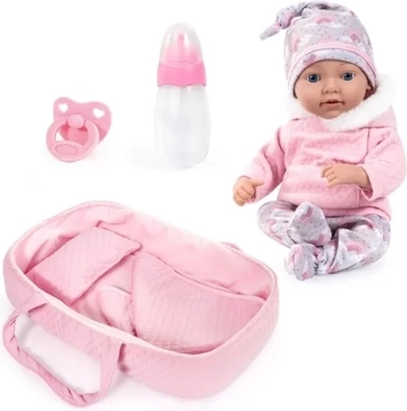 Păpușă reborn realistă Bayer 38 cm cu port-bebe