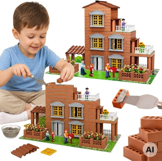 Woopie set de construcție vilă din cărămizi, mic arhitect, 454 piese