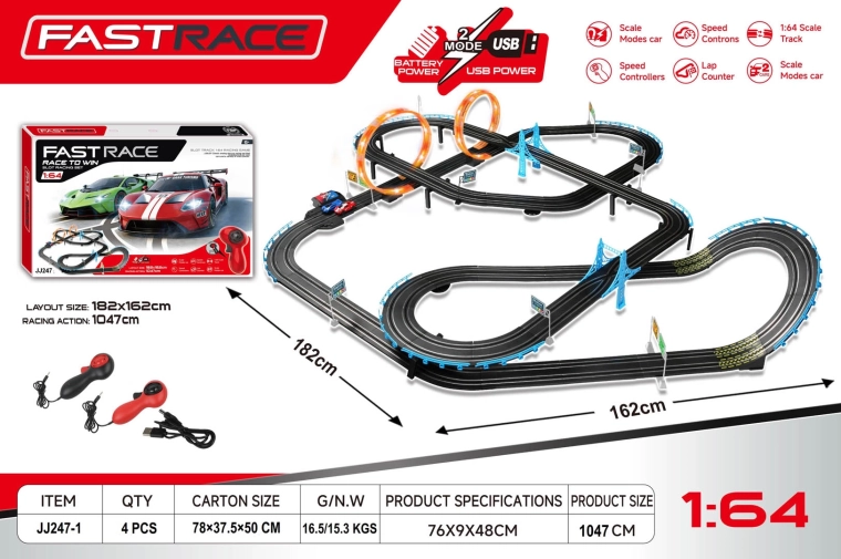 Pistă de curse auto Toyota cu telecomandă, 1:64