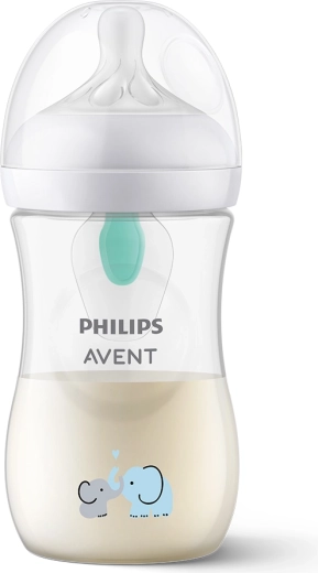 Sticluță pentru copii Philips Avent Natural Response cu supapă AirFree 260 ml, 1m+, motiv elefant