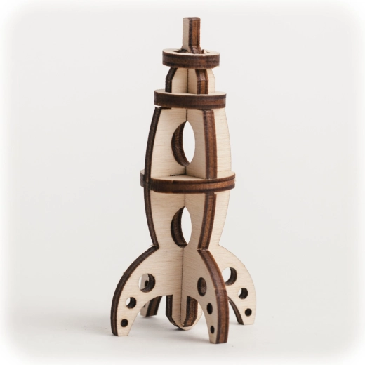 Cutewood puzzle 3D din lemn – rachetă