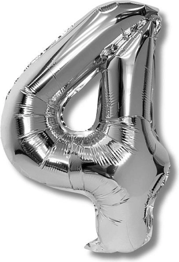 Balon din folie cifră 4 argintiu 40 cm