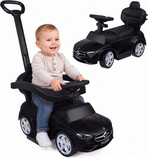 Mercedes-Benz mașinuță de împins pentru copii cu mâner de ghidare 2în1 (negru)