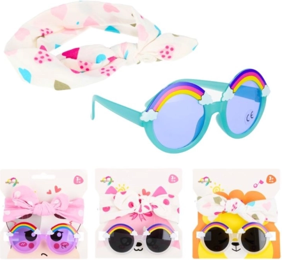 Set de ochelari de soare cu curcubeu și bentiță cu fundă (4 variante de culoare)